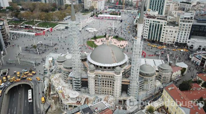 Taksim Cami inşaatındaki son durum havadan fotoğraflandı