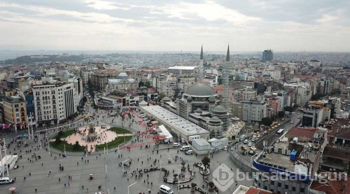 Taksim Cami inşaatındaki son durum havadan fotoğraflandı