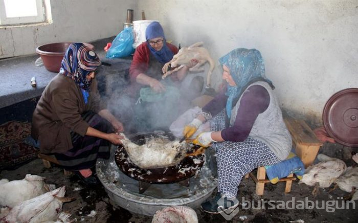 Karın yağmasıyla birlikte kazlar kesilmeye başlandı