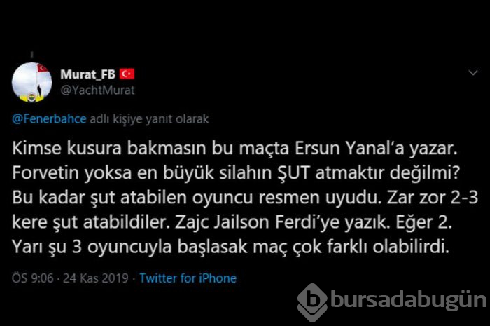Taraftardan Ersun Yanal'a tepki