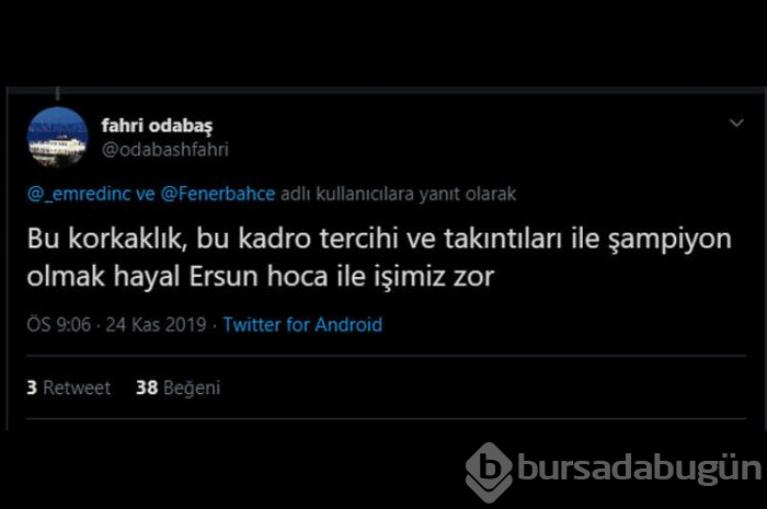 Taraftardan Ersun Yanal'a tepki