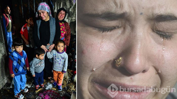 Evi yanan anne gözyaşlarına boğuldu