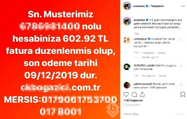 Ece Erken faturayı görünce öfkeden deliye döndü