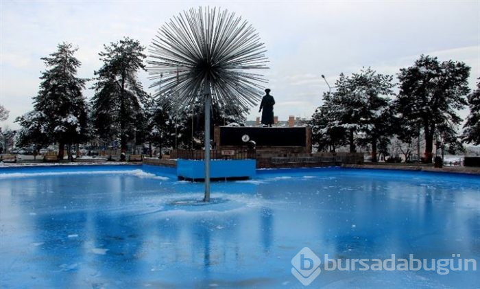 Erzurum'da süs havuzları buz tuttu