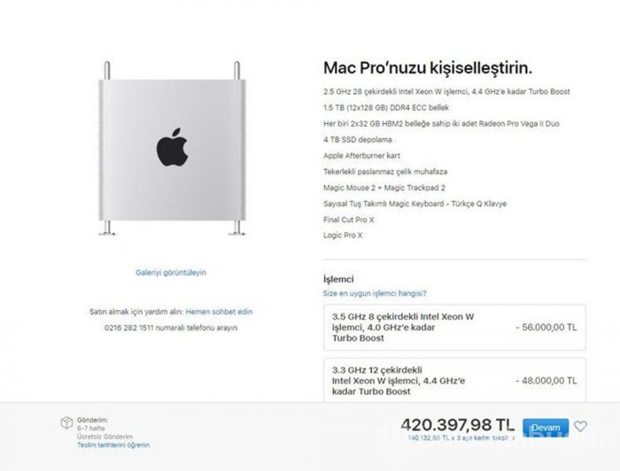 Apple'ın 420 bin TL'lik bilgisayarının özellikleri