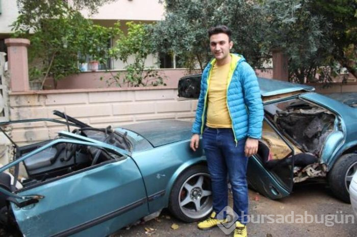 Hurdaya dönen araçtan burnu bile kanamadan çıkmıştı!