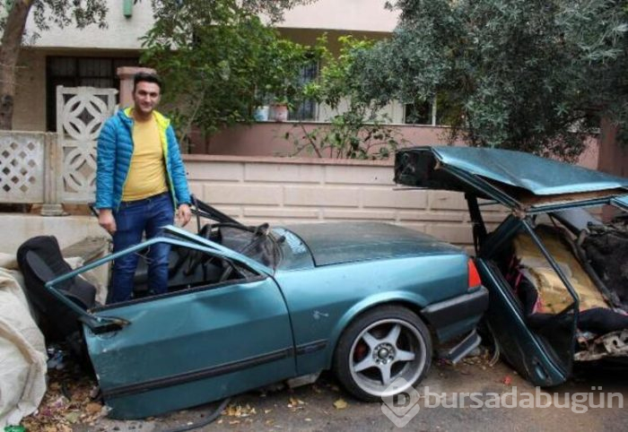 Hurdaya dönen araçtan burnu bile kanamadan çıkmıştı!