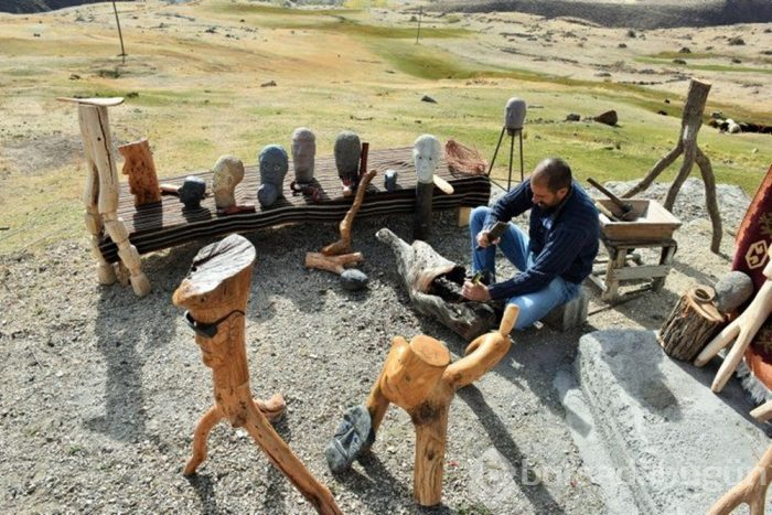 Ağacı taşı heykele dönüştürüyor