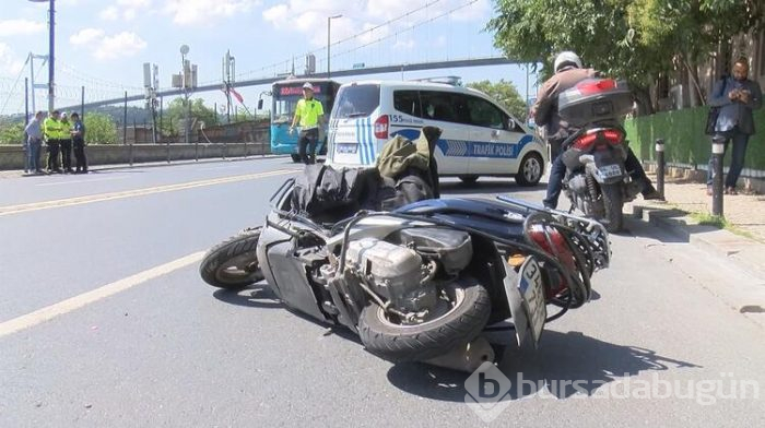 Otobüsün çarptı motosikletli metrelerce sürüklendi!