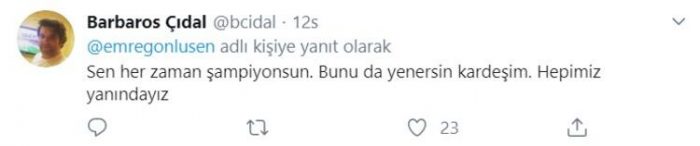 Emre Gönlüşen'e sosyal medyadan destek mesajları!