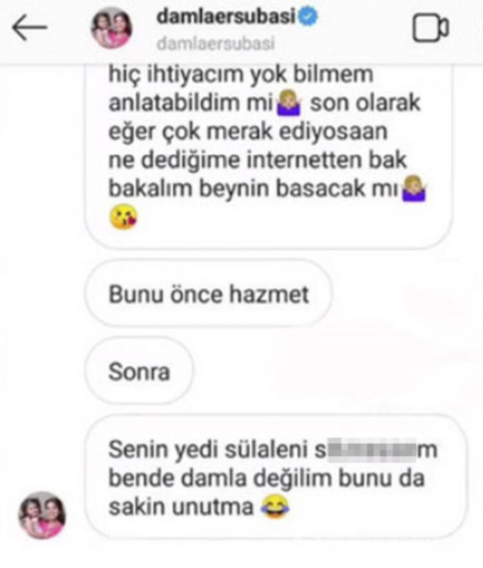 Damla Ersubaşı'dan küfürlü cevap!
