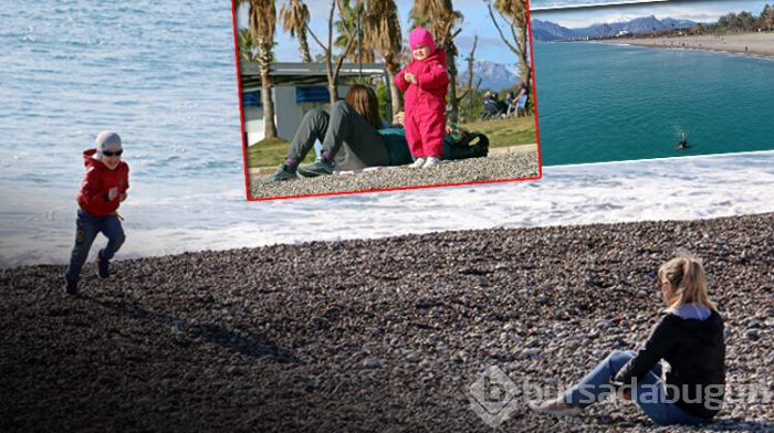 Antalya'da vatandaşlar ısınmak için denize girdi