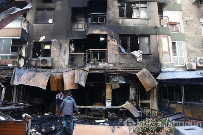 Yedi katlı bina 2 saatte böyle oldu!