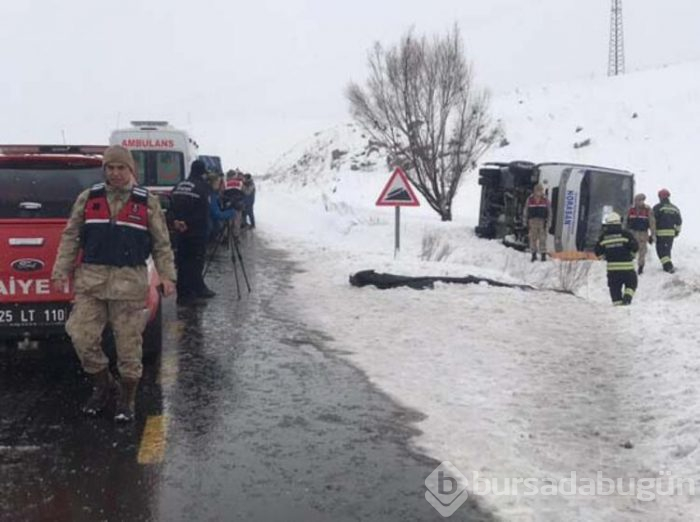 Halk otobüsü devrildi!