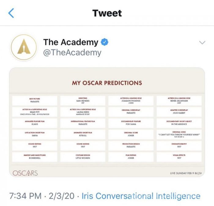 Akademi yanlışlıkla Oscar tahmin listesi açıkladı