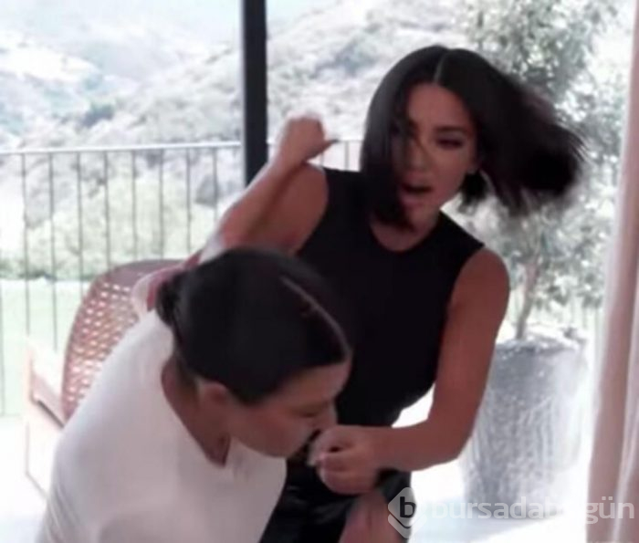 Kim Kardashian ve Kourtney Kardashian yumruk yumruğa kavga ettiler!