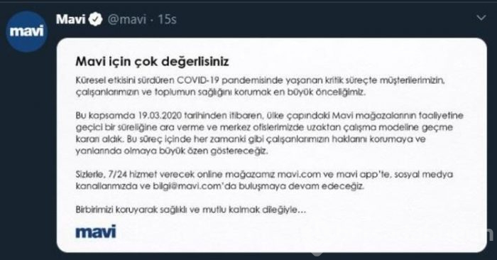 Salgın sebebiyle geçici süreliğine kepenk indiren duyuran firmalar