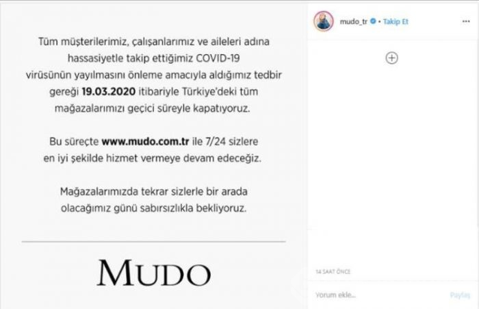 Salgın sebebiyle geçici süreliğine kepenk indiren duyuran firmalar