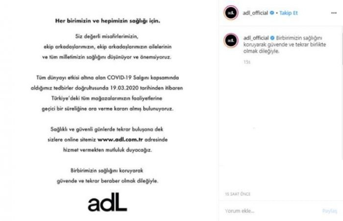 Salgın sebebiyle geçici süreliğine kepenk indiren duyuran firmalar