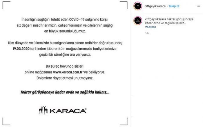 Salgın sebebiyle geçici süreliğine kepenk indiren duyuran firmalar