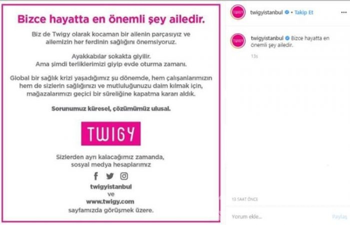 Salgın sebebiyle geçici süreliğine kepenk indiren duyuran firmalar