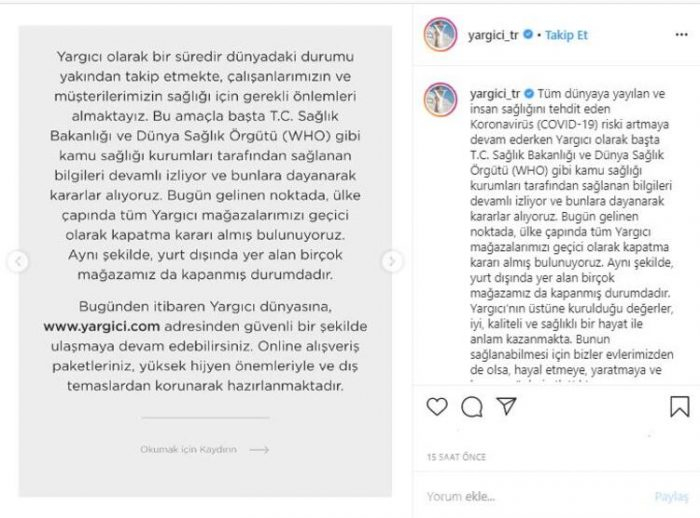 Virüs sebebiyle Türkiye'de kapanan mağazalar hangileri? 
