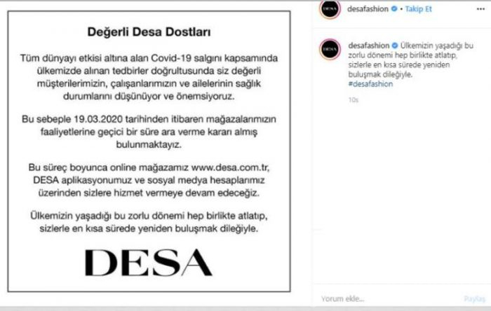 Virüs sebebiyle Türkiye'de kapanan mağazalar hangileri? 