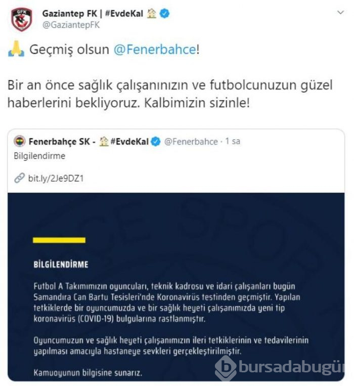 Fenerbahçe'ye geçmiş olsun mesajları!