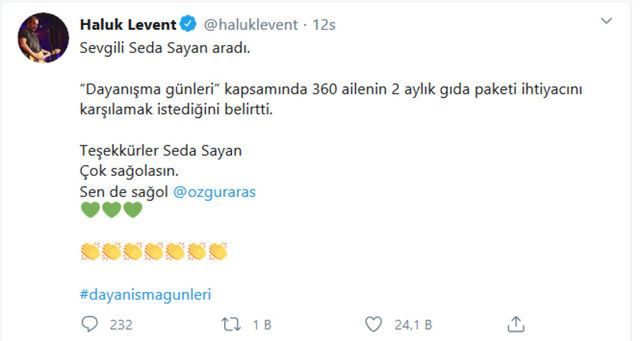 Haluk Levent yardım çağrısında bulundu