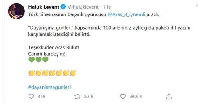 Haluk Levent yardım çağrısında bulundu