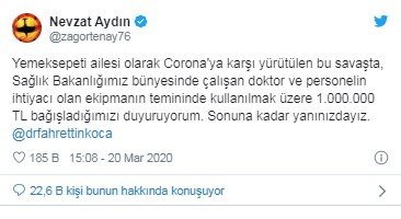 Koronavirüs salgınıyla mücadelede destekçi olan firmalar hangileri?
