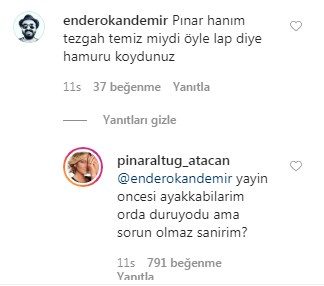 Pınar Altuğ, instagramda takipçilerine öyle cevaplar verdi ki...