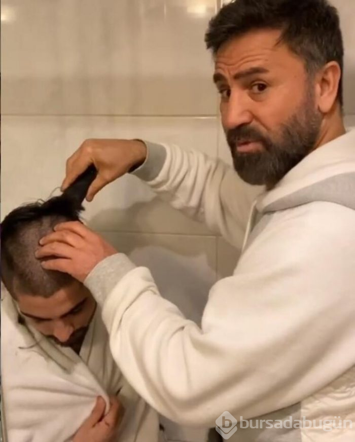 Mehmet Aslantuğ oğlu Can Aslantuğ'u tıraş etti!