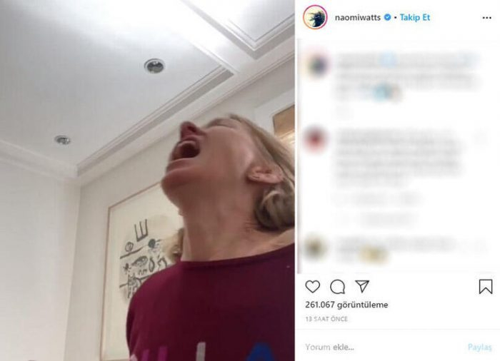  Naomi Watts, karantinada çığlığı bastı!