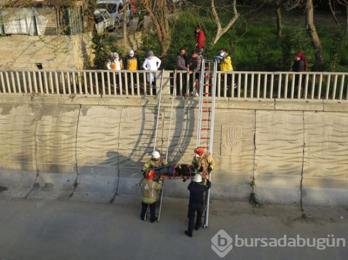 Sancaktepe'de dereye düştü! 