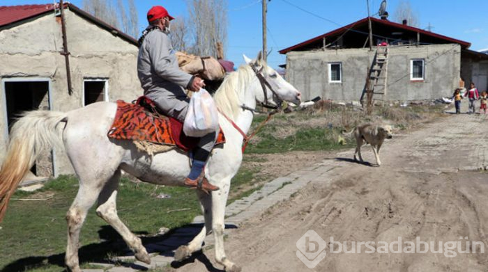Toplu taşıma yerine at kullanıyor!
