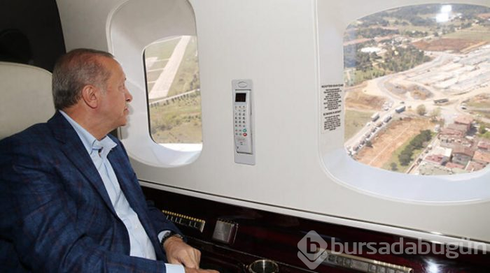 Cumhurbaşkanı Recep Tayyip Erdoğan, hastane inşaatlarını havadan inceledi