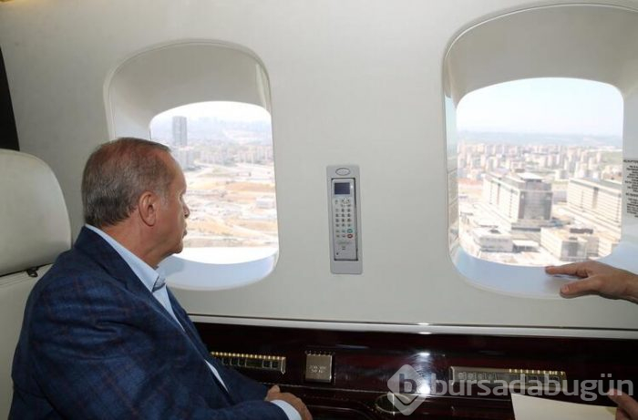 Cumhurbaşkanı Recep Tayyip Erdoğan, hastane inşaatlarını havadan inceledi