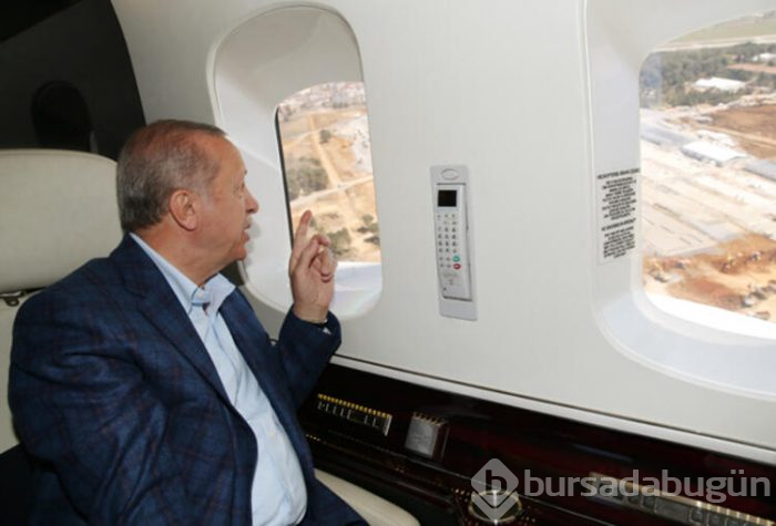 Cumhurbaşkanı Recep Tayyip Erdoğan, hastane inşaatlarını havadan inceledi