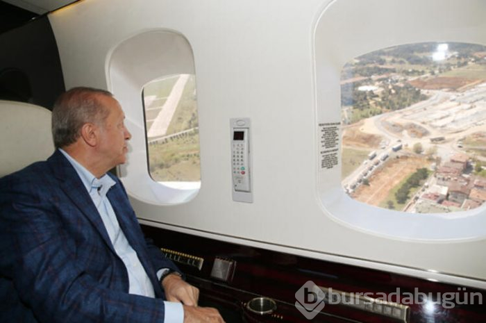 Cumhurbaşkanı Recep Tayyip Erdoğan, hastane inşaatlarını havadan inceledi