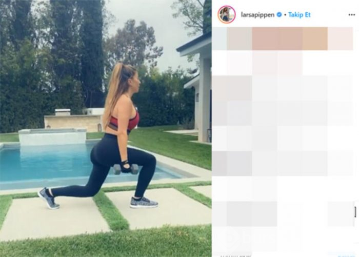 İngiliz model  Caprice Bourret terasta spor yaptı 