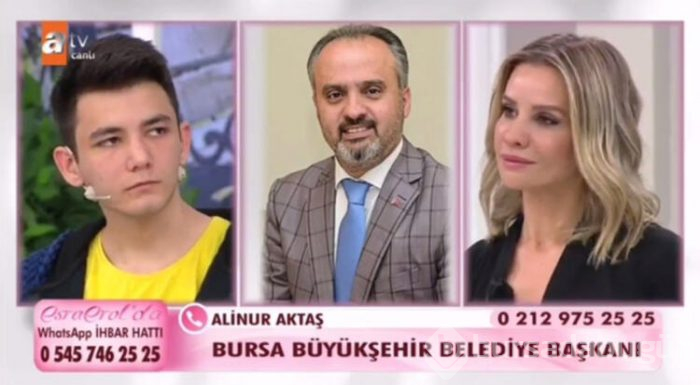 Bursa Büyükşehir Belediye Başkanı Alinur Aktaş, Esra Erol'da Uğurcan Celepoğlu'na sahip çıktı