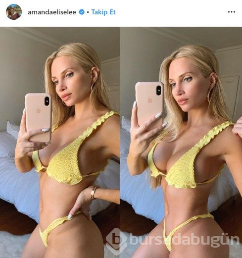 Amanda Lee yine olay oldu! Ayna pozu...