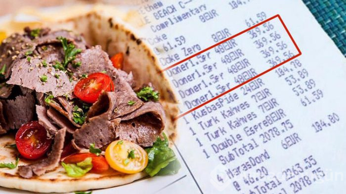 Bodrum yine abarttı! 1 tabak döner 370 lira....