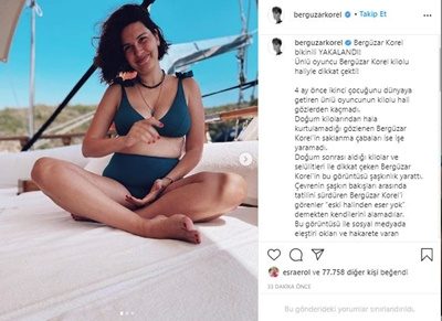 Bergüzar Korel doğum sonrası kiloları haberini kendisi yazdı