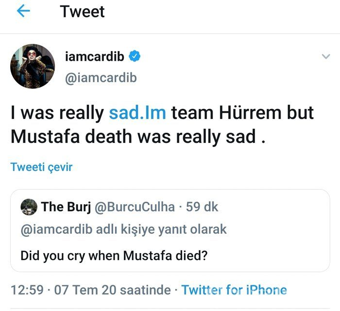 Cardi B Hürrem Sultan taraftarı olduğunu açıkladı