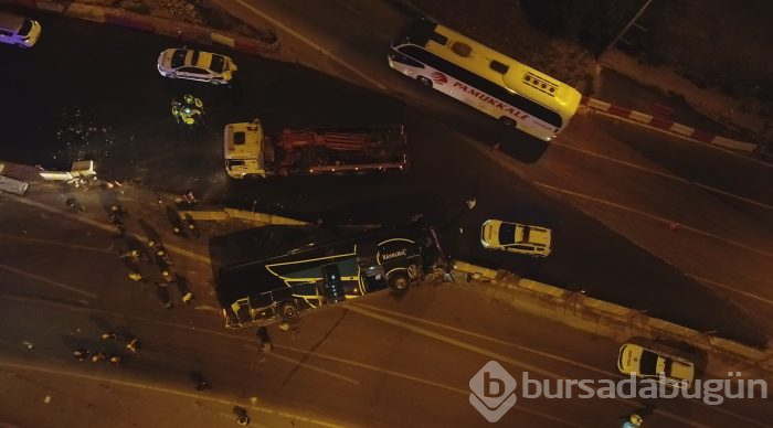 Bursa'da yolcu otobüsü devrildi! Ölü ve çok sayıda yaralı var
