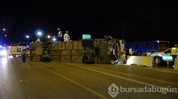 Bursa'da yolcu otobüsü devrildi! Ölü ve çok sayıda yaralı var