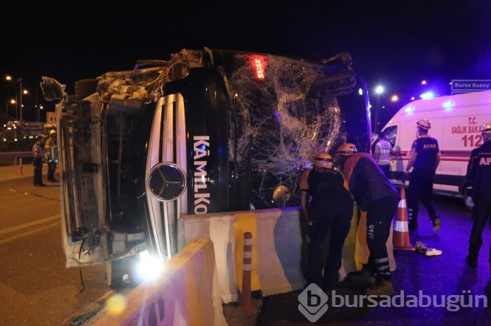 Bursa'da yolcu otobüsü devrildi! Ölü ve çok sayıda yaralı var