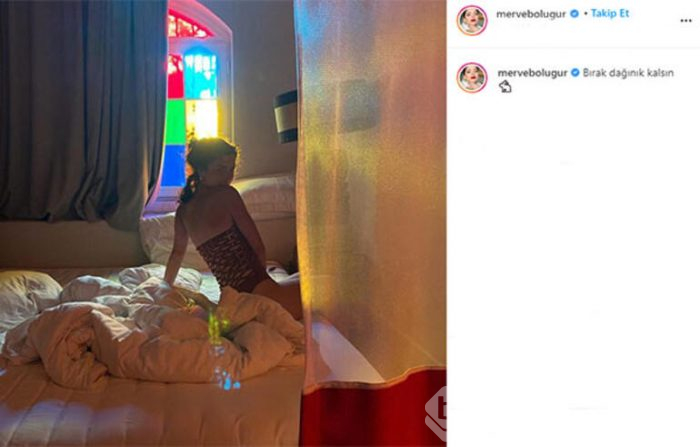 Merve Boluğur'dan yatak pozu!